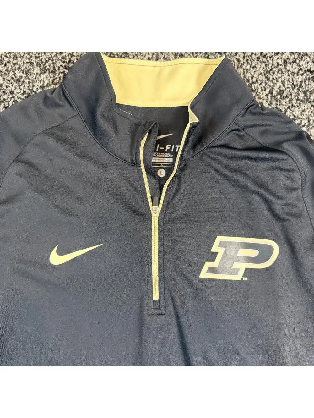 Nike Purdue Boilermakers Dri-Fit Quarter Zip L Yellow Panels